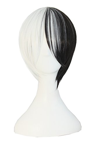 Product Cover MapofBeauty Mixed Color Short Straight Cosplay Costume Wig (Black/White)