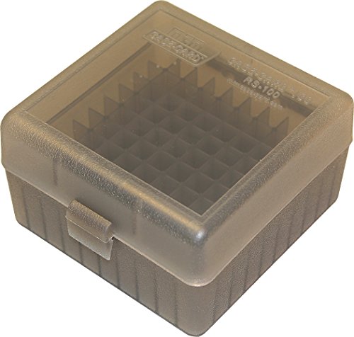 Product Cover MTM 100 Round Rifle Ammo Box 17, 204, 223, 5.56x45, 6x47, Clear Smoke
