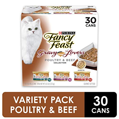 Product Cover Purina Fancy Feast Gravy Wet Cat Food  Variety Pack, Gravy Lovers Poultry & Beef Feast Collection - (30) 3 oz. Cans
