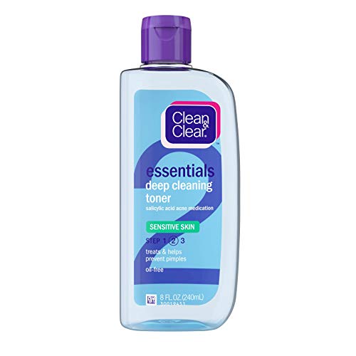 Product Cover Clean & Clear Essentials Deep Cleaning Face Toner with Salicylic Acid Acne Medicine, Oil-Free Facial Toner for Sensitive & Acne-Prone Skin Care, 8 fl. Oz (Pack of 6)