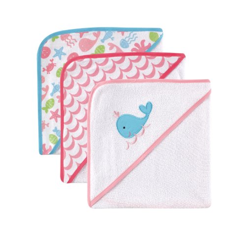 Product Cover Luvable Friends Hooded Towels, Pink Whale, 3 Count