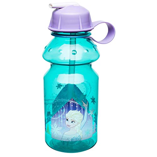 Product Cover Zak Designs Disney Frozen Kids Water Bottle with Straw and Built-in Carrying Loop, Durable Water Bottle Has Wide Mouth and Break Resistant Design is Perfect for Kids (14oz, Tritan, BPA-Free)