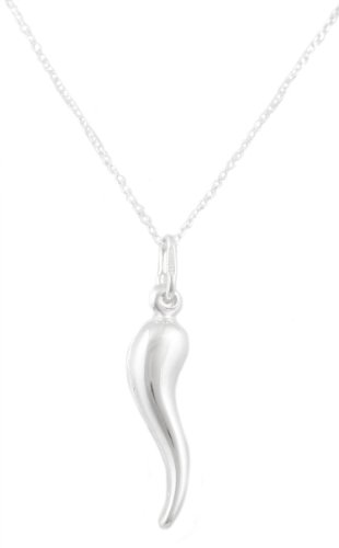 Product Cover 925 Italy Sterling Silver Italian Horn Pendant with an 18 Inch Link Necklace.(I-994)