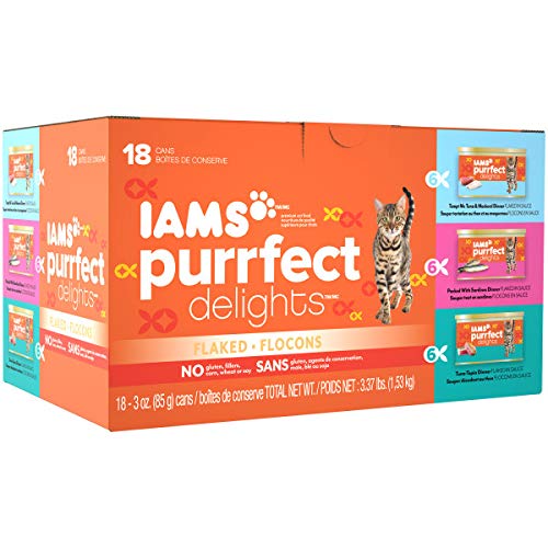 Product Cover Iams Cat Wet Food, Flaked, Variety Pack - Seafood, 3 Ounce (Pack of 18)