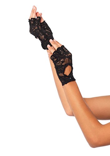 Product Cover Leg Avenue Women's Lace Keyhole Fingerless Gloves, Black, One Size