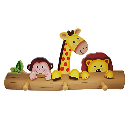 Product Cover Fantasy Fields - Sunny Safari Animals Thematic Kids Wooden Wall Hooks | Imagination Inspiring Hand Painted Details | Non-Toxic, Lead Free Water-based Paint