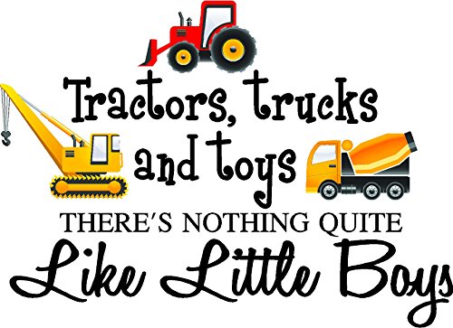 Product Cover Sticker Perfect Tractors, Trucks and Toys There's Nothing Quite Like Little Boys (Printed Trucks) Cute Inspirational Home Vinyl Wall Decals Art Lettering