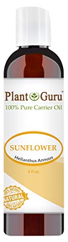 Product Cover Sunflower Oil 4 oz Cold Pressed Carrier 100% Pure Natural For Skin, Body, Face, and Hair Growth Moisturizer. Great For Creams, Lotions, Lip balm and Soap Making