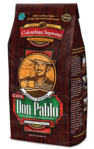 Product Cover 2LB Cafe Don Pablo Gourmet Coffee Colombian Supremo - Medium-Dark Roast Coffee - Whole Bean Coffee - 2 Pound (2 lb) Bag