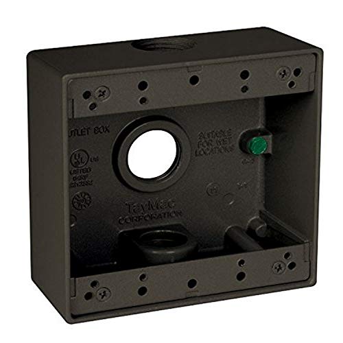 Product Cover TayMac DB375Z 3/4-Inch 3 Hole 2-Gang Weatherproof Box, 3/4-Inch Outlets, Bronze