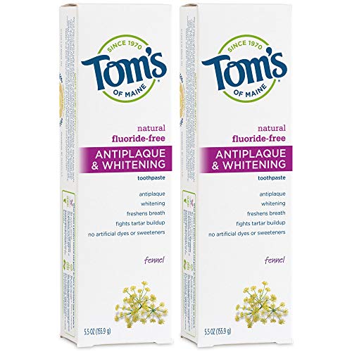 Product Cover Tom's of Maine Fluoride-Free Antiplaque & Whitening Toothpaste, Natural Toothpaste, Fluoride Free Toothpaste, Fennel, 5.5 Ounce, 2-Pack