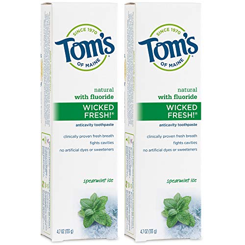 Product Cover Tom's of Maine Ice Wicked Fresh, Paste, Natural Toothpaste, Toms Toothpaste, Spearmint, 4.7 Ounce, 2 Pack