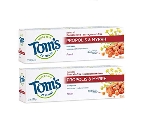Product Cover Tom's of Maine Antiplaque Fluoride-free Fennel Toothpaste with Propolis and Myrrh, Toothpaste, Fluoride Free Toothpaste, Fennel, 5.5 Ounce, 2-Pack