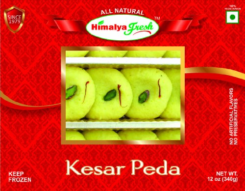 Product Cover HIMALYA FRESH Kesar Peda 12 oz - Premium Authentic, Luxurious Sweet Made With Pure Grass fed water Buffalo Milk and Kashmir Saffron - No Fillers Or Preservatives (1 Boxes)