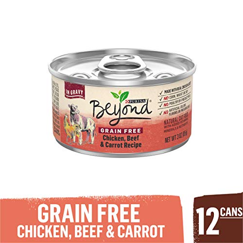 Product Cover Purina Beyond Grain Free, Natural Gravy Wet Cat Food, Grain Free Chicken, Beef & Carrot Recipe - (12) 3 oz. Cans