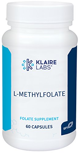 Product Cover Klaire Labs L-Methylfolate - Highly Bioavailable, Non-GMO & Hypoallergenic 1000 Micrograms (1 Milligram) Metafolin L-5-MTHF (60 Capsules)