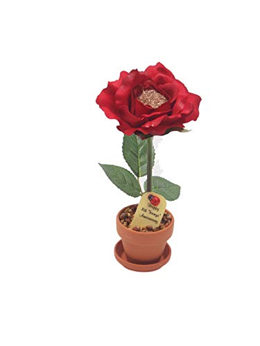Product Cover 8th Year Wedding Anniversary Gift, Potted Bronze Desk Rose, Perfect Present for Wife or Husband