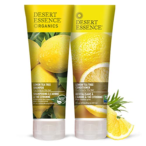 Product Cover Desert Essence Lemon Tea Tree Shampoo & Conditioner Bundle - 8 Fl Ounce - Clarifying For Oily Hair - Essential Oils - Strengthen & Protect Hair - Effective Cleansing