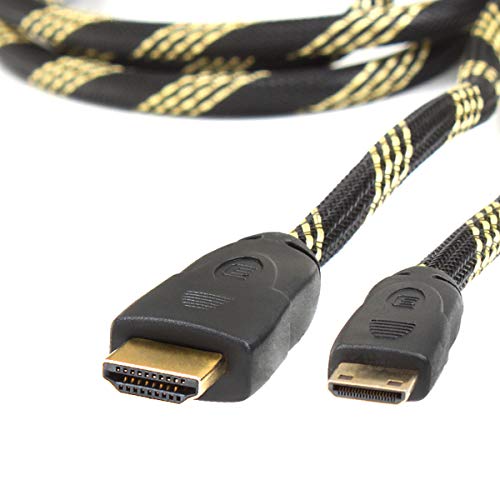 Product Cover High Speed Mini-HDMI to HDMI Cable by DATASTREAM for NVIDIA Shield Tablet K1, Raspberry Pi Zero, Camera, HD 4K TV, Projector, Monitor, Camcorder - Durable Heavy Duty Braided w/Ethernet & ARC [6 Ft]