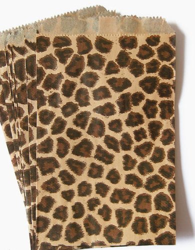 Product Cover 100 Leopard Print Paper Bags 6x9 Inches Flat Merchandise Bags