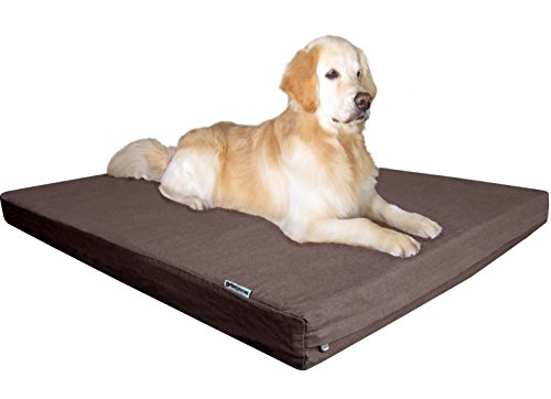 Product Cover Dogbed4less Premium Orthopedic Memory Foam Pet Bed for Extra Large Dogs, Washable Durable Denim Cover, Waterproof Liner and Extra Case, Jumbo 55