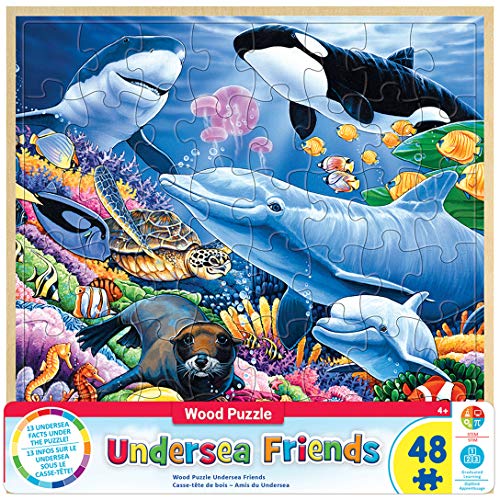 Product Cover MasterPieces Real Wood Tray Jigsaw Puzzle Undersea Friends, Mom's & Preferred Choice Awards, STEM Product, 48 Pieces, For Ages 4+