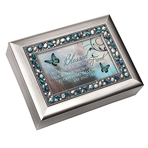 Product Cover Cottage Garden I'm So Blessed to Have You Brushed Silvertone Jewelry Music Box Plays Wind Beneath My Wings