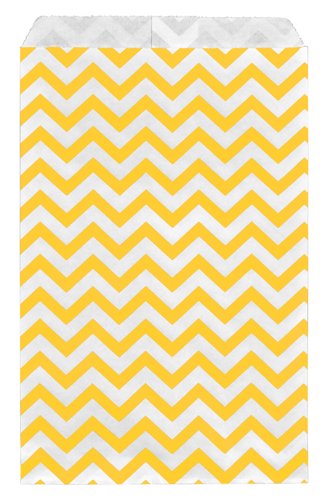 Product Cover 200 pcs Yellow Chevron Paper Gift Bags Shopping Sales Tote Bags 6