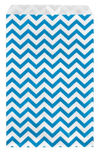 Product Cover 200 pcs Blue Chevron Paper Gift Bags Shopping Sales Tote Bags 6