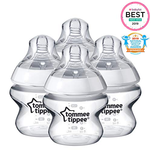 Product Cover Tommee Tippee Closer to Nature Baby Bottle, Anti-Colic, Breast-like Nipple, BPA-Free - Extra Slow Flow, 5 Ounce (4 Count)