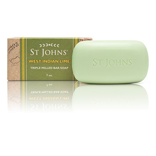 Product Cover West Indian Lime Soap for Men. 7oz Luxury Bath, Shower Soap Bar by St Johns. 3X Triple Milled for fragrant creamy lather with Glycerine. Best Smelling Bath Soap for Guys. Best Seller. Made in U.S.A.
