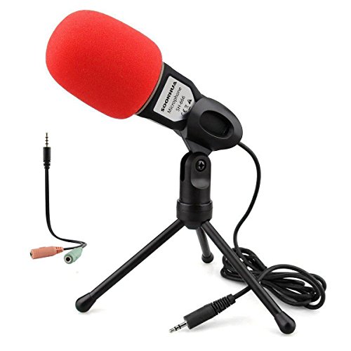 Product Cover Condenser Microphone,Computer Microphone,SOONHUA 3.5MM Plug and Play Omnidirectional Mic with Desktop Stand for Gaming,YouTube Video,Recording Podcast,Studio,for PC,Laptop,Tablet,Phone