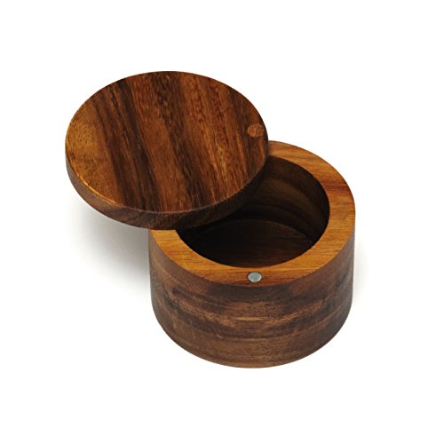 Product Cover Lipper International 1126 Acacia Wood Salt or Spice Box with Swivel Cover, 3-1/2