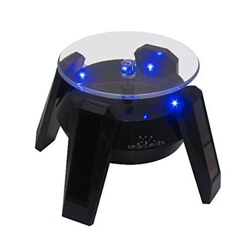 Product Cover Leadleds Exquisite New Black Solar Powered Display Stand Rotating Turntable with LED Light + (Colored Unit Packing Box)