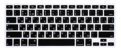 Product Cover HRH Russian Silicone Keyboard Cover Skin for MacBook Air 13,MacBook Pro 13/15/17 (with or w/Out Retina Display, 2015 or Older Version)&Older iMac USA Layout Keyboard Protector-Black