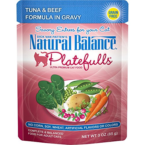 Product Cover Natural Balance Platefulls Grain Free Cat Food, Tuna And Beef Formula In Gravy, 3-Ounce Pouches (Pack Of 24)