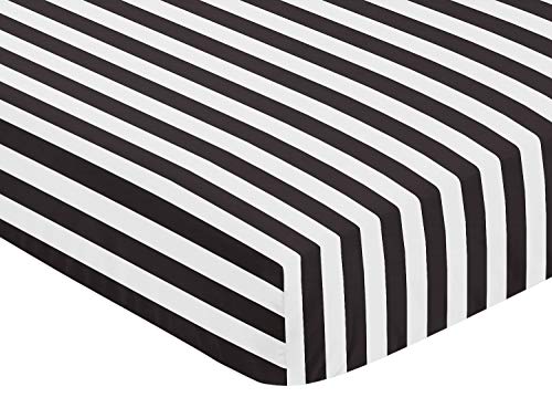 Product Cover Sweet Jojo Designs Fitted Crib Sheet for Paris Baby or Toddler Bedding - Black and White Stripe