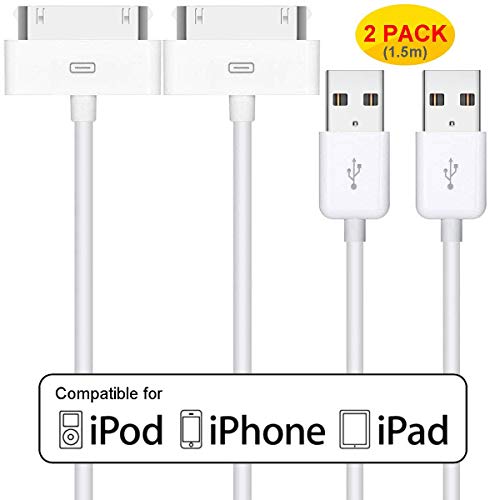Product Cover iPhone 4 4s Charger Cable iPad Charger, 2Pack 5 Feet Certified 30-Pin Charging Cable Compatible for iPad 1/2/3, iPhone 4/4S, iPhone 3G/3GS, iPod Nano 5th/6th and iPod Touch 3rd/4th gen