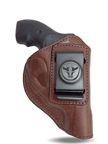 Product Cover Cardini Leather USA - Zorro Series Holster - Right Handed - Brown Leather - For S & W J Frame - Concealed Carry IWB with Clip