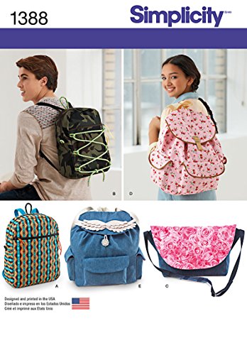 Product Cover Simplicity 1388 Messenger Bag and Backpack Sewing Patterns, One Size Only