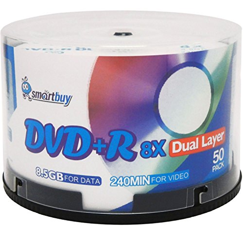 Product Cover Smart Buy Logo 50 Pack DVD Plus R DVD+r Dl 8.5gb 8X Double Layer Blank Data Record 50 Discs Spindle
