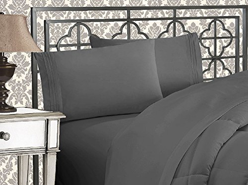 Product Cover Elegant Comfort 4 Piece 1500 Thread Count Luxury Ultra Soft Egyptian Quality Coziest Sheet Set, King, Charcoal Grey