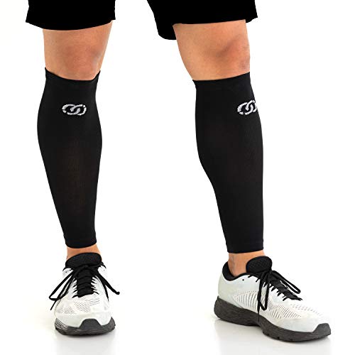 Product Cover CompressionGear Calf Sleeve - Best Leg Socks for Shin Splints, Muscle Cramps, Pain Relief - Non-Slip Calf Guard Fits Men & Women's Calves, Great for Basketball, Running, Maternity, Travel
