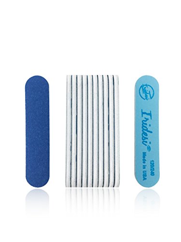 Product Cover Iridesi Professional Mini Blue Finger Nail Files 120/240 Washable Emery Boards 3-1/2 Inches Long 12 Fingernail Files Per Pack