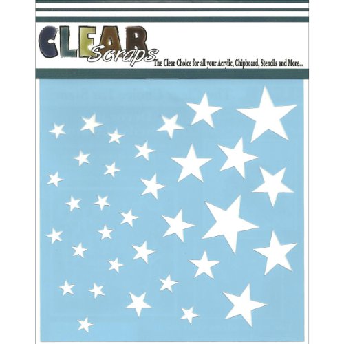 Product Cover Clear Scraps CSSM6-STARS Translucent Plastic Film Stencil, Stars, 6-Inch x 6-Inch