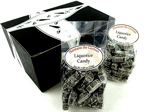 Product Cover Hermann the German Liquorice Candy, 5.29 oz Bags in a BlackTie Box (Pack of 2)
