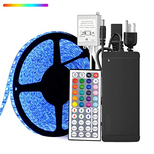 Product Cover SUPERNIGHT 32.8ft 10M Waterproof Flexible Strip 600leds Color Changing RGB SMD5050 LED Light Strip Kit RGB 5M +24Key Remote+24V 5A Power Supply