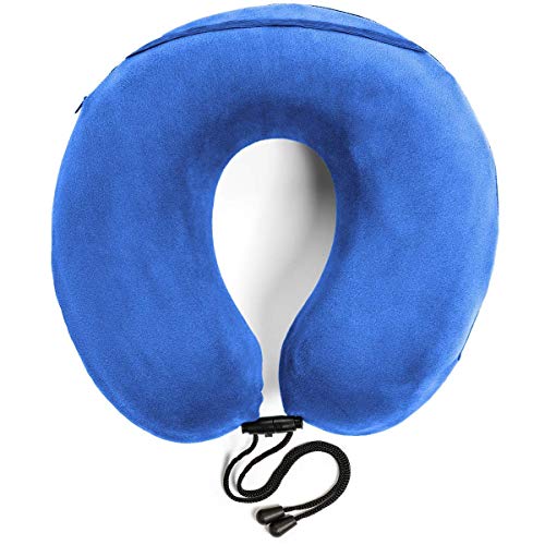 Product Cover Travelrest - Therapeutic Memory Foam Travel & Neck Pillow - Washable Micro-Fiber Cover - Attaches to Luggage - Molds Perfectly to Your Neck and Head (2-Year Warranty)