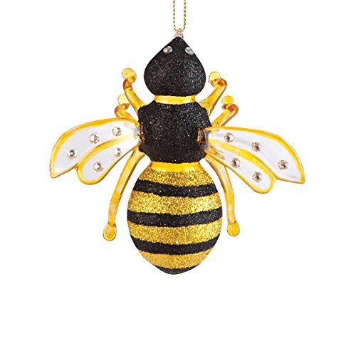 Product Cover C&F Home Gallerie II Glass Bumble Bee Hives Nest Yellow Black Fuzzy Nectar Flowers Christmas Tree Ornament