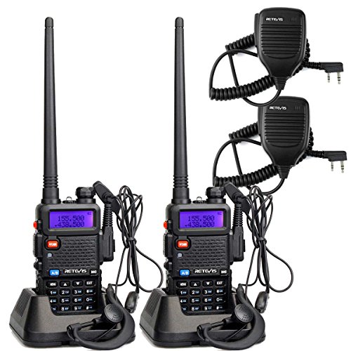 Product Cover Retevis RT-5R 2 Way Radio 128CH UHF/VHF Long Range Walkie Talkies for Adults Two-Way Radios with Speaker Headset and Microphone (2 Pack)